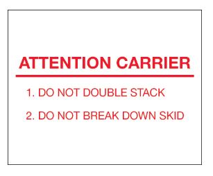 Label, 8"x10", Attention  Carrier, 250/roll