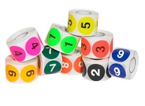 Labels,2" circles, numbers  1-10, 500 per roll/10 rolls 