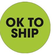 LABEL, 2" Circle,Green "OK To Ship" Labels-500/roll
