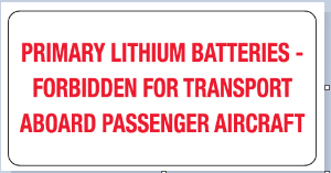 Air Labels, "Lithium  Batteries", 2"x4"