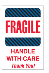 Label, Fragile, handle with care-Thank you, 4"x6",