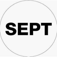 Label 1" Circle - "SEPTEMBER" White, 500/ROLL