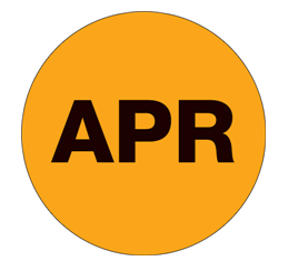 Circle Label, 2", Fluorscent Orange, "APRIL" Print,