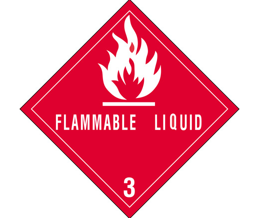 Label, DOT, 4" x 4", "Flammable Liquid", #3