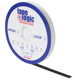 Tape Strip, Hook, Black, 3/4"x75