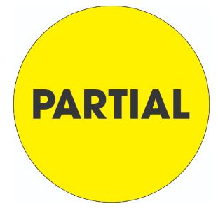 Labels, 2" Circle - "Partial"  Fluorescent Yellow,500/Roll