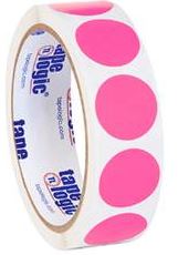 1" Fluorescent Pink Round  Inventory Label, 500/Roll  