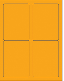 Label, 3 1/2 x 5" Orange  Rectangle Laser Labels, 400 