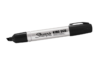 Sharpie, Black, King Size,  1/4" chisel-tip, 12/case