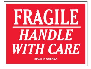Label,"Fragile/Handle W/Care" 500=Roll, 3"X5"