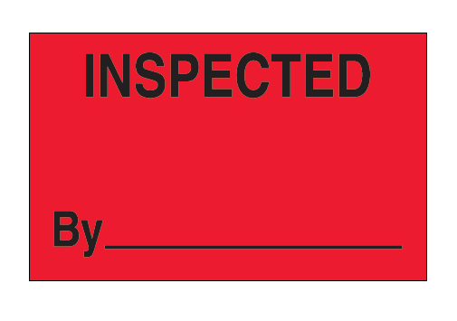Label, Inspected by, red 1-1/4"x2", 500/roll
