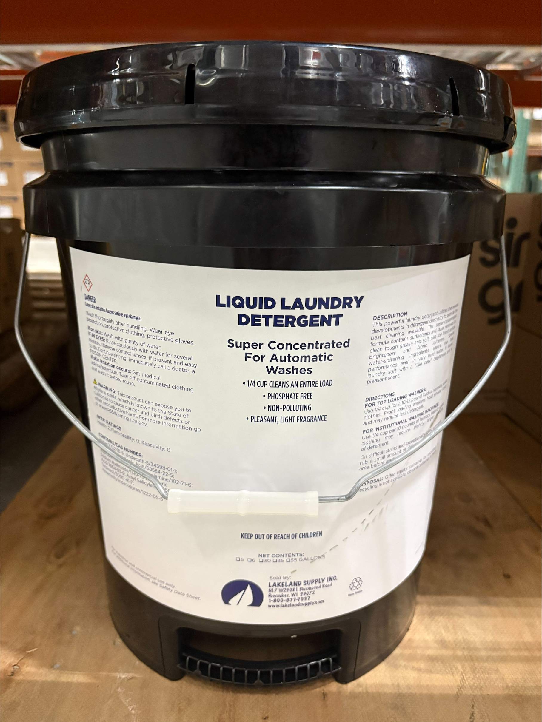 Laundry, Detergent, Liquid Phosphate Free, 5 Gal Pail