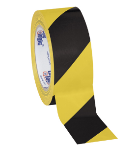 2" x 36yds, 7 mil,  black/yellow, striped vinyl 
