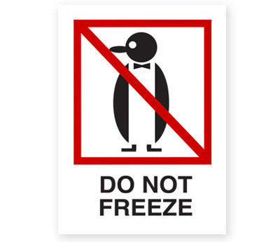 "Do Not Freeze" Label 3"x4" White/Red/Black 500/rl