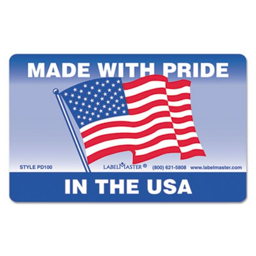 Label, 3"x4", "Made with Pride in the USA", 500/ROLL
